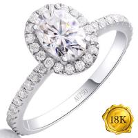(CERTIFICATE REPORT) 1.30 CTW DIAMOND MOISSANITE 18KT SOLID GOLD ENGAGEMENT RING