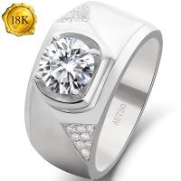 (CERTIFICATE REPORT) 0.50 CT DIAMOND MOISSANITE 18KT SOLID GOLD MENS ENGAGEMENT RING