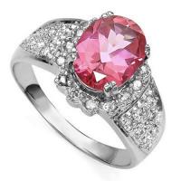 VS CLARITY ! 1.50 CT IMPERIAL PINK TOPAZ & 1/5CT DIAMOND 14KT SOLID GOLD RING