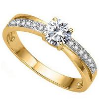 VVS CLARITY ! 2/5 CT DIAMOND MOISSANITE & DIAMOND SOLITAIRE 10KT SOLID GOLD ENGAGEMENT RING