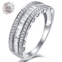 RING SIZE 6 - 8 ! 0.65 CT MULTI-CUT GENUINE DIAMONDS 18KT SOLID GOLD WEDDING BAND RING