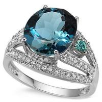 VS CLARITY ! 5.53 CT LONDON BLUE TOPAZ & 2/5 CT DIAMOND 14KT SOLID GOLD RING