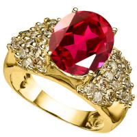 5.00 CT RUSSIAN RUBY (VS) & 1.00 CT CHOCOLATE DIAMOND 10KT SOLID GOLD RING
