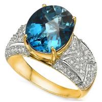 VS CLARITY ! 5.78 CT LONDON BLUE TOPAZ & 1/3 CT DIAMOND 14KT SOLID GOLD RING
