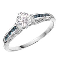 VSD CLARITY ! 2/5 CT DIAMOND MOISSANITE & 1/5 CT DIAMOND SOLITAIRE 14KT SOLID GOLD ENGAGEMENT RING