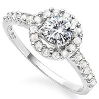 VS CLARITY ! 1/2 CT DIAMOND MOISSANITE & 1/3 CT DIAMOND SOLITAIRE 10KT SOLID GOLD ENGAGEMENT RING