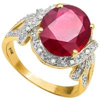 5.33 CT AFRICAN RUBY & DIAMOND (VS CLARITY) 14KT SOLID GOLD RING