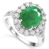 3.00 CT EMERALD & 2/3 CT DIAMOND (VS CLARITY) 14KT SOLID GOLD RING