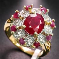 4.58 CT RUBY & 1/5 CT DIAMOND 10KT SOLID GOLD RING