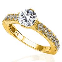 1.00 CT DIAMOND MOISSANITE (VS) & DIAMOND SOLITAIRE 10KT SOLID GOLD ENGAGEMENT RING