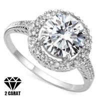 VS CLARITY !  2.00 CT DIAMOND MOISSANITE & 1/4 CT DIAMOND SOLITAIRE 10KT SOLID GOLD ENGAGEMENT RING