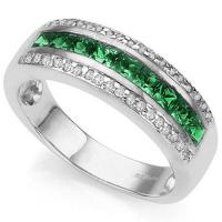 4/5 CT EMERALD & 1/4 CT DIAMOND (VS CLARITY) 10KT SOLID GOLD BAND RING