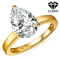 (CERTIFICATE REPORT) 2.00 CT DIAMOND MOISSANITE (VVS) SOLITAIRE 14KT SOLID GOLD ENGAGEMENT RING