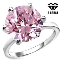 (CERTIFICATE REPORT) 4.00 CT PINK DIAMOND MOISSANITE (VVS) SOLITAIRE 14KT SOLID GOLD ENGAGEMENT RING