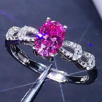 (CERTIFICATE REPORT) 1.00 CT PINK DIAMOND MOISSANITE & CREATED WHITE TOPAZ 925 STERLING SILVER RING