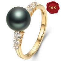 RING SIZE 5-8 CUSTOM-MADE COLLECTION ! 10MM TAHITIAN PEARL & DIAMOND MOISSANITE 14KT SOLID GOLD RING