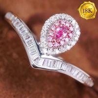 LUXURY COLLECTION ! (CERTIFICATE REPORT) 0.45 CTW GENUINE PINK DIAMOND & GENUINE DIAMOND 18KT SOLID GOLD RING