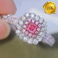 EXCLUSIVE VALENTINE COLLECTION ! 0.70 CTW GENUINE PINK DIAMOND & GENUINE DIAMOND 18KT SOLID GOLD ENGAGEMENT RING