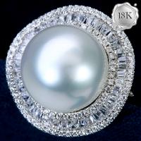 RING SIZE 5-8 CUSTOM-MADE COLLECTION ! RARE 11-12MM WHITE SOUTH SEA PEARL 18KT SOLID GOLD RING