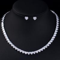 LUXURIANT ! CREATED WHITE SAPPHIRE 18K WHITE GOLD PLATED GERMAN SILVER WEDDING JEWELRY SET