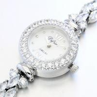 LUXURY SPARKLING SYNTHETIC DIAMOND-ENCRUSTED 18K GOLD PLATED LADIES JEWELRY BRACELET WATCH LADIES WATCHES