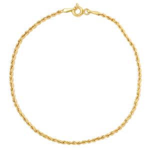 7 INCHES 0.8MM 14KT SOLID GOLD ROPE BRACELET