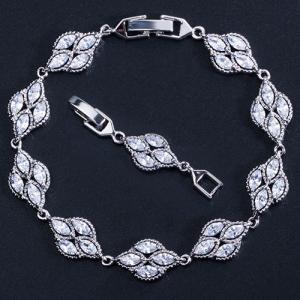NEW! SPARKLING CREATED WHITE SAPPHIRE 18K WHITE GOLD PLATED GERMAN SILVER BRACELET