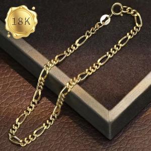 7 INCHES AU750 FIGARO CHAIN 18KT SOLID GOLD BRACELET