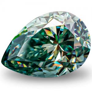(CERTIFICATE REPORT) 1.00 CT EMERALD GREEN DIAMOND MOISSANITE (VVS) PEAR CUT LOOSE