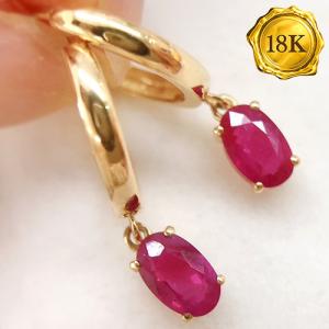 LUXURY COLLECTION ! 0.50 CT GENUINE RUBY 18KT SOLID GOLD EARRINGS