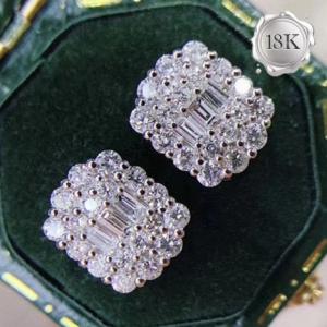 EXCLUSIVE ! 1.00 CT GENUINE DIAMOND 18KT SOLID GOLD EARRINGS