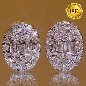LUXURY COLLECTION ! 0.22 CT GENUINE DIAMOND 18KT SOLID GOLD EARRINGS