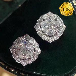 NEW ! 0.60 CT GENUINE DIAMOND 18KT SOLID GOLD EARRINGS