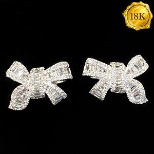 LUXURY COLLECTION ! 0.66 CT GENUINE DIAMOND 18KT SOLID GOLD EARRINGS