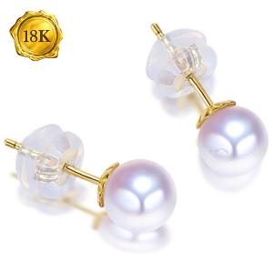 EXCLUSIVE ! FRESHWATER PEARL 18KT SOLID GOLD MINI EARRINGS STUD