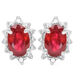 1.00 CT AFRICAN RUBY & DIAMOND 10KT SOLID GOLD EARRINGS STUD