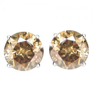 1/4 CT SPARKLING CHOCOLATE DIAMOND 14KT SOLID GOLD EARRINGS STUD