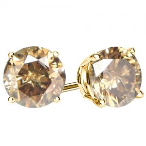 AWESOME ! 0.36 CT GENUINE CHOCOLATE DIAMOND 14KT SOLID GOLD EARRINGS STUD
