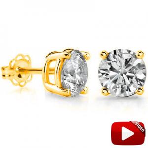 2.77 CT CREATED WHITE SAPPHIRE (VS) 10KT SOLID GOLD EARRINGS STUD