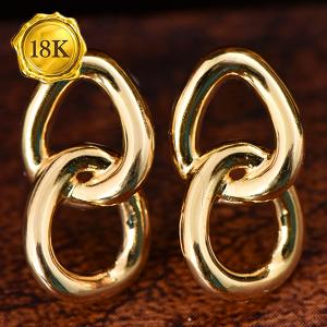 CHARMING ! UNIQUE DESIGN 18KT SOLID GOLD EARRINGS