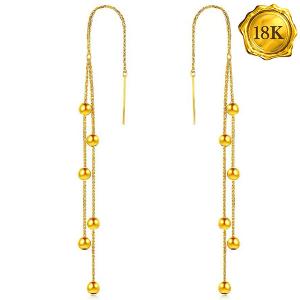 NEW! BEADS 18KT SOLID GOLD EARRINGS