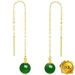 AWESOME ! JADE  CT JADE 18KT SOLID GOLD EARRINGS