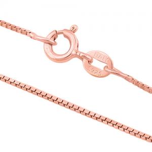 18 INCHES 0.8MM BOX CHAIN 925 ROSE STERLING SILVER NECKLACE