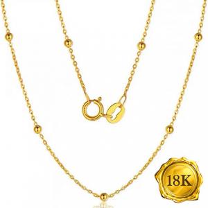 18 INCHES AU750 18K SOLID GOLD BEANS CABLE CHAIN 18KT SOLID GOLD NECKLACE