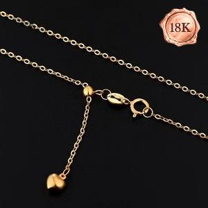 18 INCHES 18KT SOLID GOLD CABLE CHAIN ADJUSTABLE NECKLACE