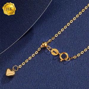 18K SOLID YELLOW GOLD CABLE CHAIN AU750 18 INCHES ADJUSTABLE NECKLACE