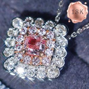 LUXURY COLLECTION ! (CERTIFICATE REPORT) 0.22 CT GENUINE PINK DIAMOND & 16PCS GENUINE DIAMOND 18KT SOLID GOLD NECKLACE