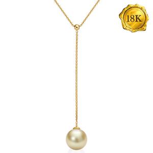 EXCLUSIVE ! RARE 10MM GOLDEN SOUTH SEA PEARL 18KT SOLID GOLD NECKLACE