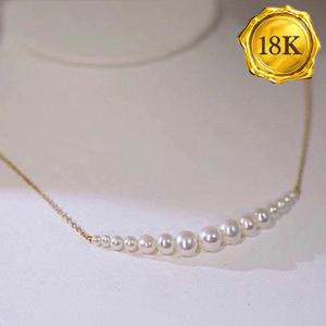 EXCLUSIVE ! FRESHWATER PEARL 18KT SOLID GOLD NECKLACE