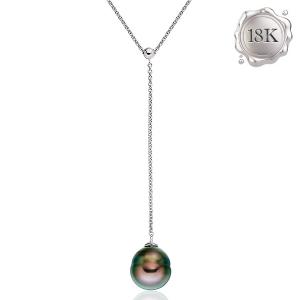 EXCLUSIVE ! 10-12MM BAROQUE TAHITIAN PEARL 18KT SOLID GOLD NECKLACE